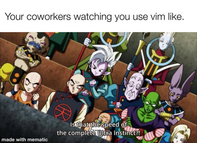Your coworkers watching you use vim like - is that the speed of the complete Ultra Instinct?!